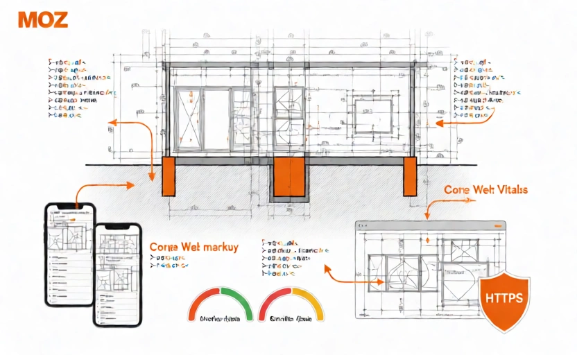 展示坚固建筑地基的建筑蓝图。